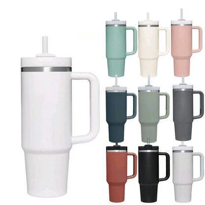 Large Insulated Coffee Mug with Lid and Straw