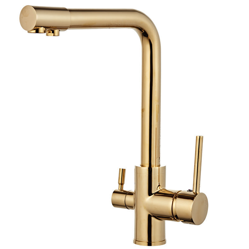 Stainless Steel 3-in-1 Kitchen Faucet Hot Cold Water Mixer