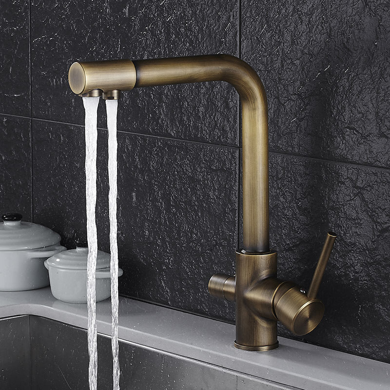 Stainless Steel 3-in-1 Kitchen Faucet Hot Cold Water Mixer