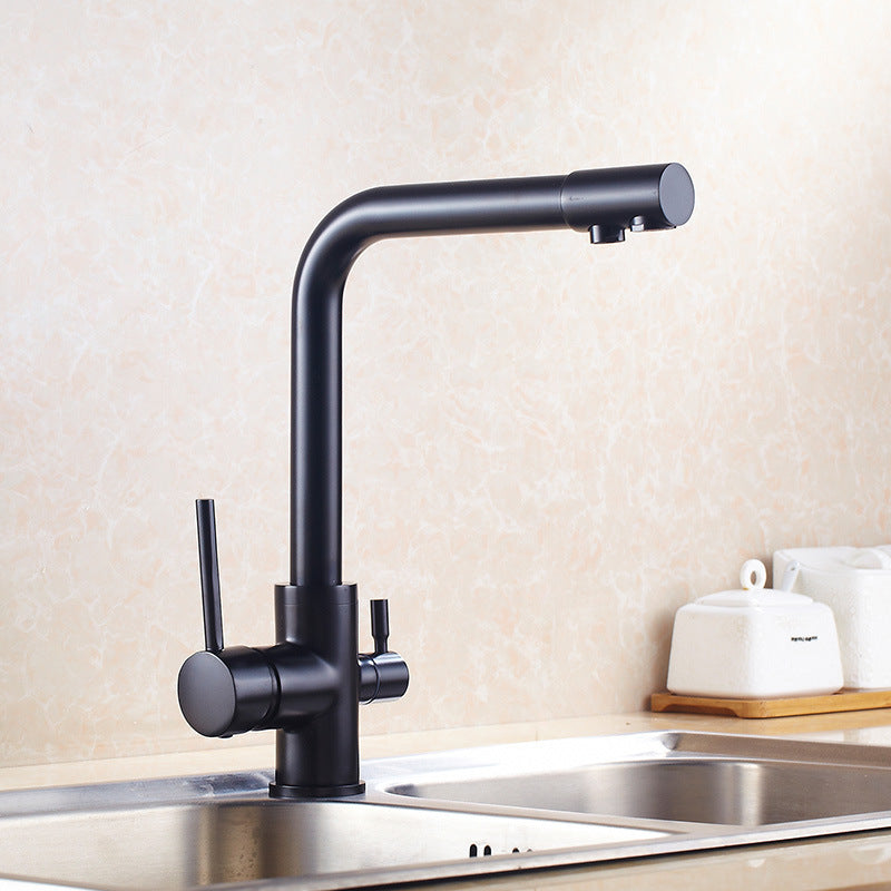 Stainless Steel 3-in-1 Kitchen Faucet Hot Cold Water Mixer