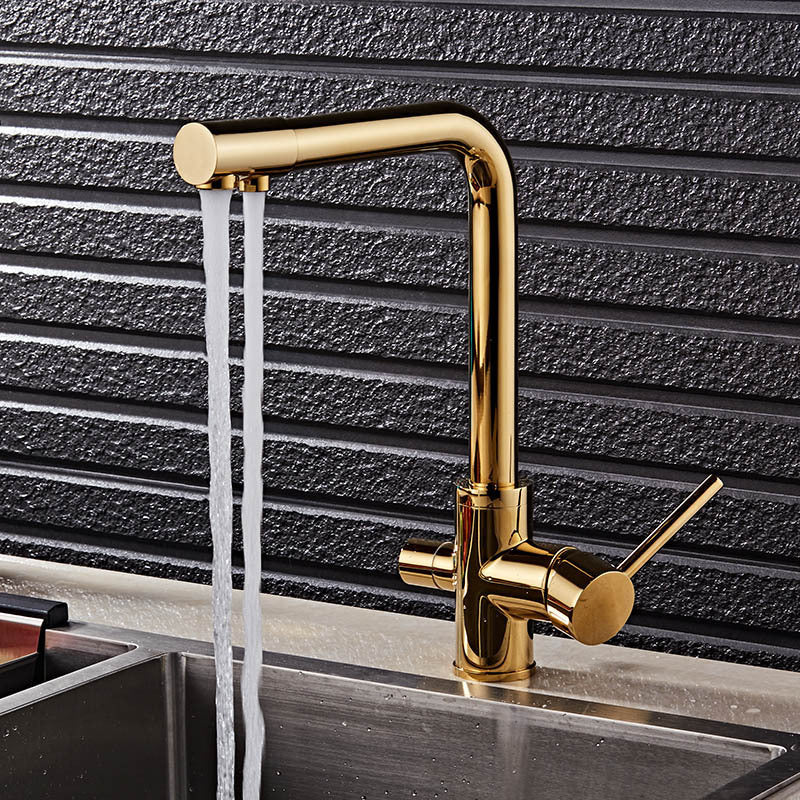 Stainless Steel 3-in-1 Kitchen Faucet Hot Cold Water Mixer