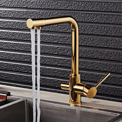 Stainless Steel 3-in-1 Kitchen Faucet Hot Cold Water Mixer