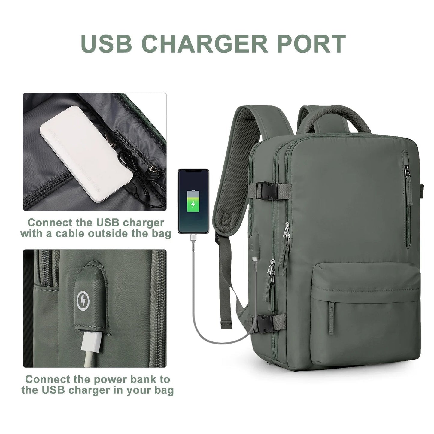 Waterproof Women's Hiking Backpack with USB Charger