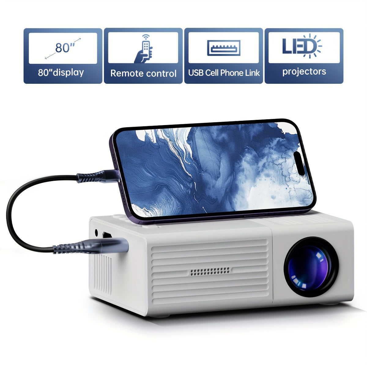 Compact High Definition LED Projector 3000 Lumens - Yeezlab
