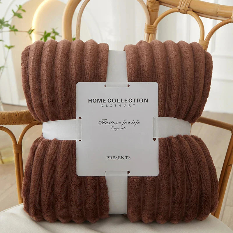 Plush Striped Soft Fleece Throw Blanket