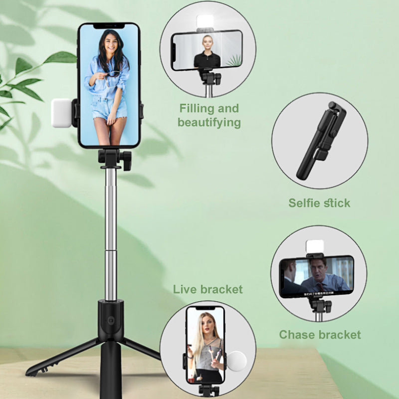 Compact 6-in-1 Wireless Bluetooth Selfie Rod