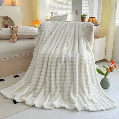 Plush Bubble Soft Fleece Throw Blanket