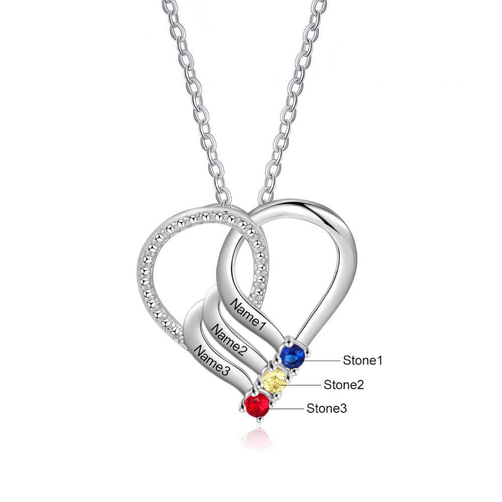 Customizable Heart Pendant Necklace with Birthstone and Name