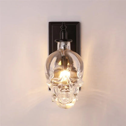 Dark Skull Vintage Glass Table Lamp