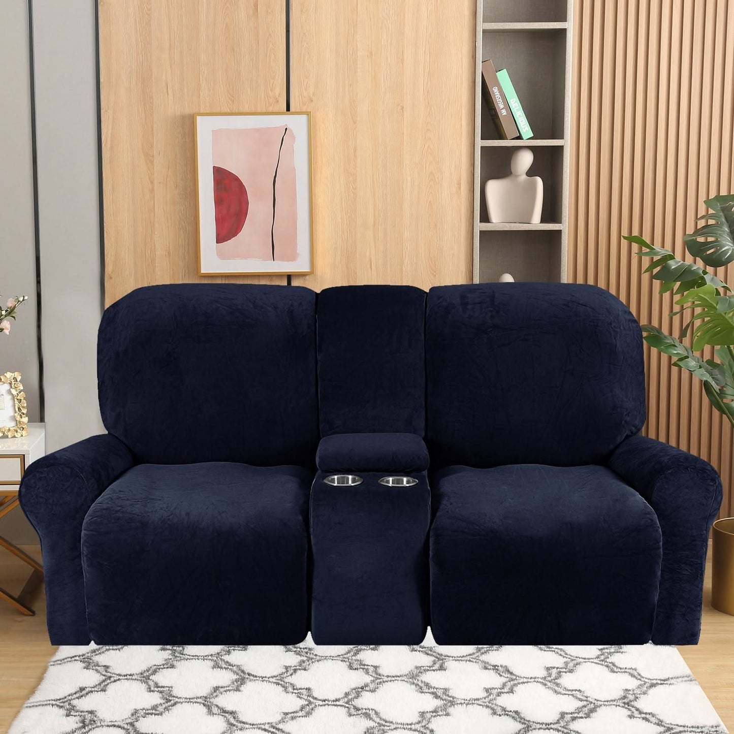 Luxury 2-Seater Recliner Sofa Cover with Cup Holders