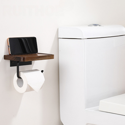 Luxury Wall Mount Toilet Paper Holder in Wood and Metal