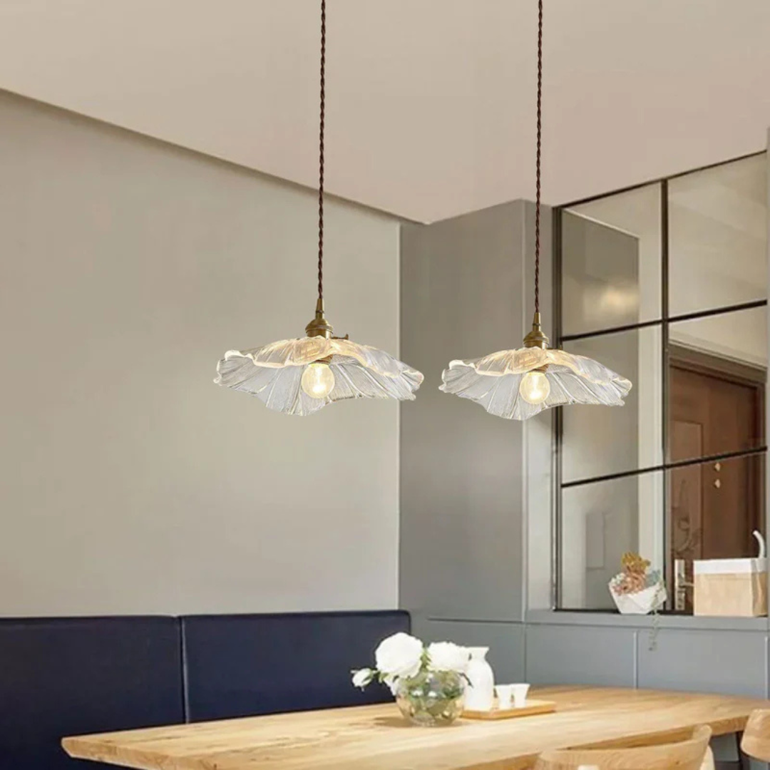 Vintage Floral Glass Hanging Lamp