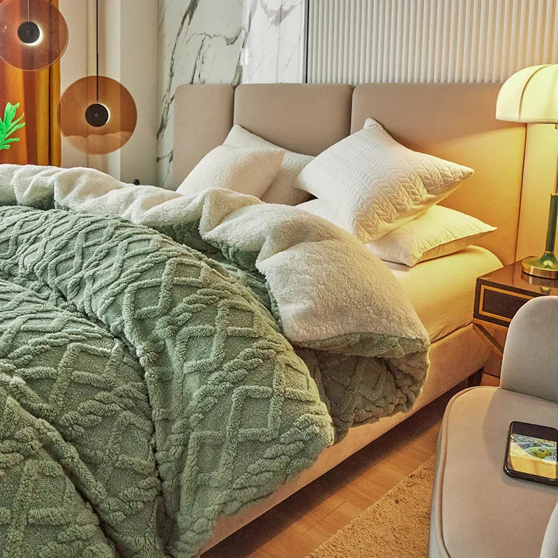 Soft Plush Reversible Duvet Cover Set