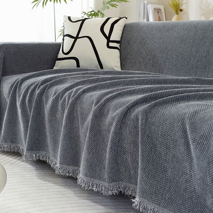 Plush Throw Blanket with Tassels for Sofa