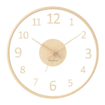 Elegant Glass Face Wooden Wall Clock - Yeezlab