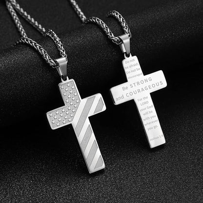 Patriot USA Flag Cross Pendant Necklace