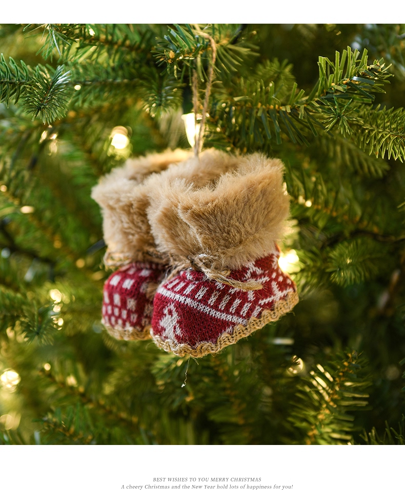 Miniature Festive Fabric Boot Tree Decoration