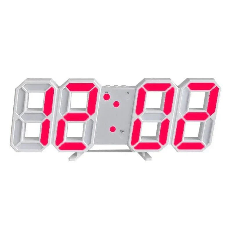 Modern 3D LED Digital Wall Clock with Dimmable Light