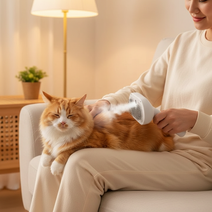 Cat and dog steam grooming brush with mist spray
