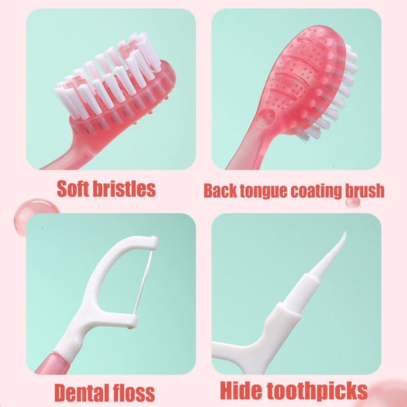 Compact 5-in-1 Travel Toothbrush Set