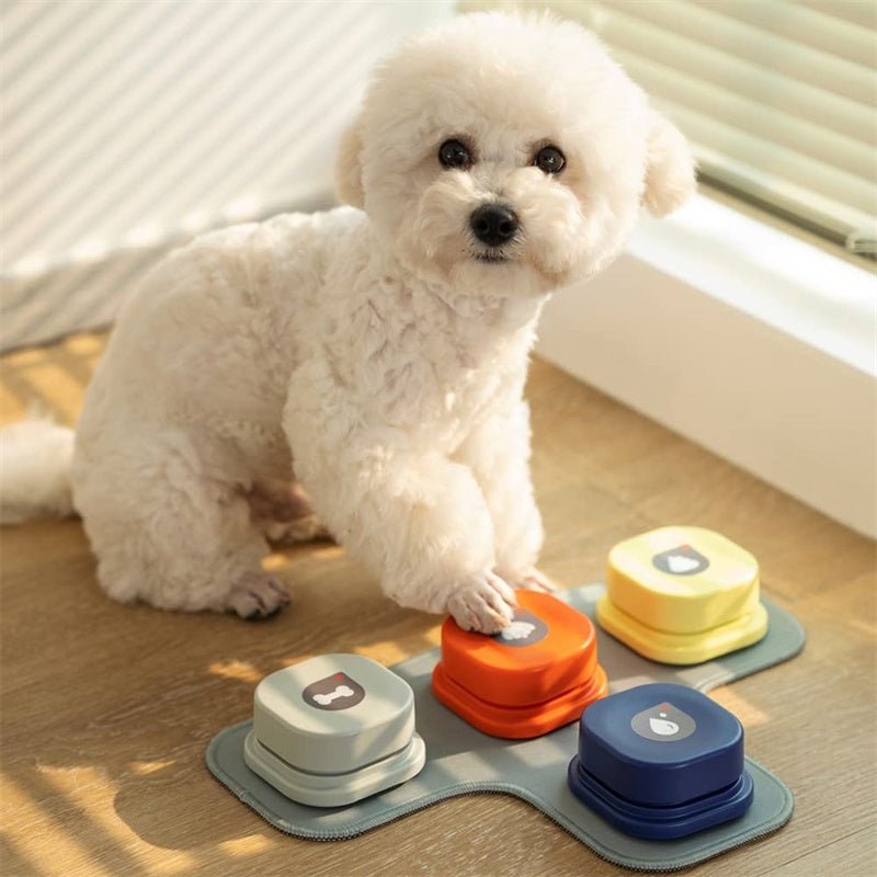 Pet Communication Toy - Dogs Cats Vocal Training Interactive Bell Ringer With Pad and Sticker 4 Colors - Yeezlab