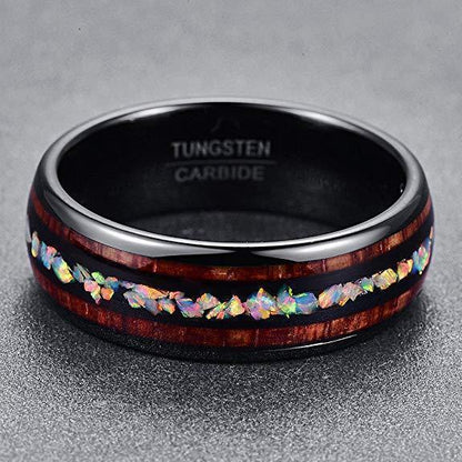 Unique Wooden Tungsten Mens Ring