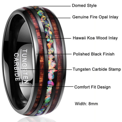 Unique Wooden Tungsten Mens Ring