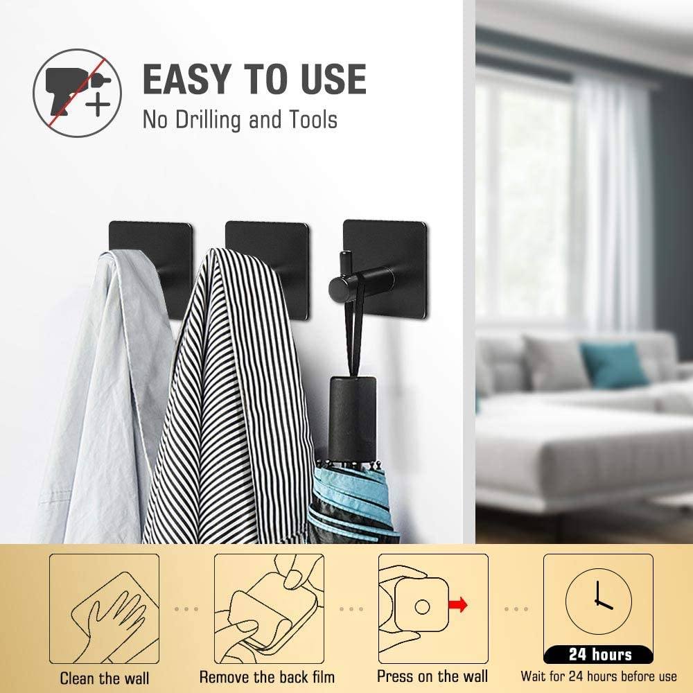 Strong 4-Pack Stainless Steel Wall Mount Hooks