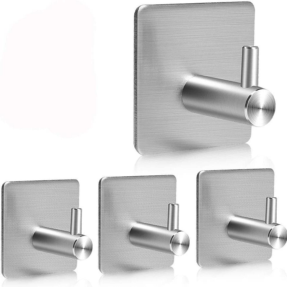 Strong 4-Pack Stainless Steel Wall Mount Hooks