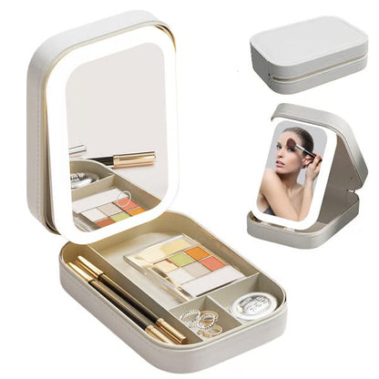 Travel Makeup Case with LED Lighted Mirror