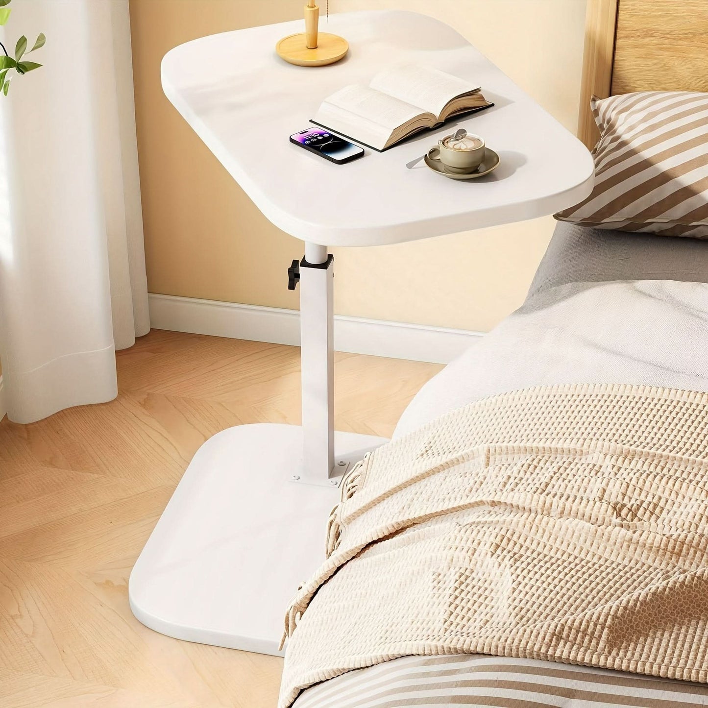 Space Saving End Table - Wooden Metal Frame for Sofa Bed