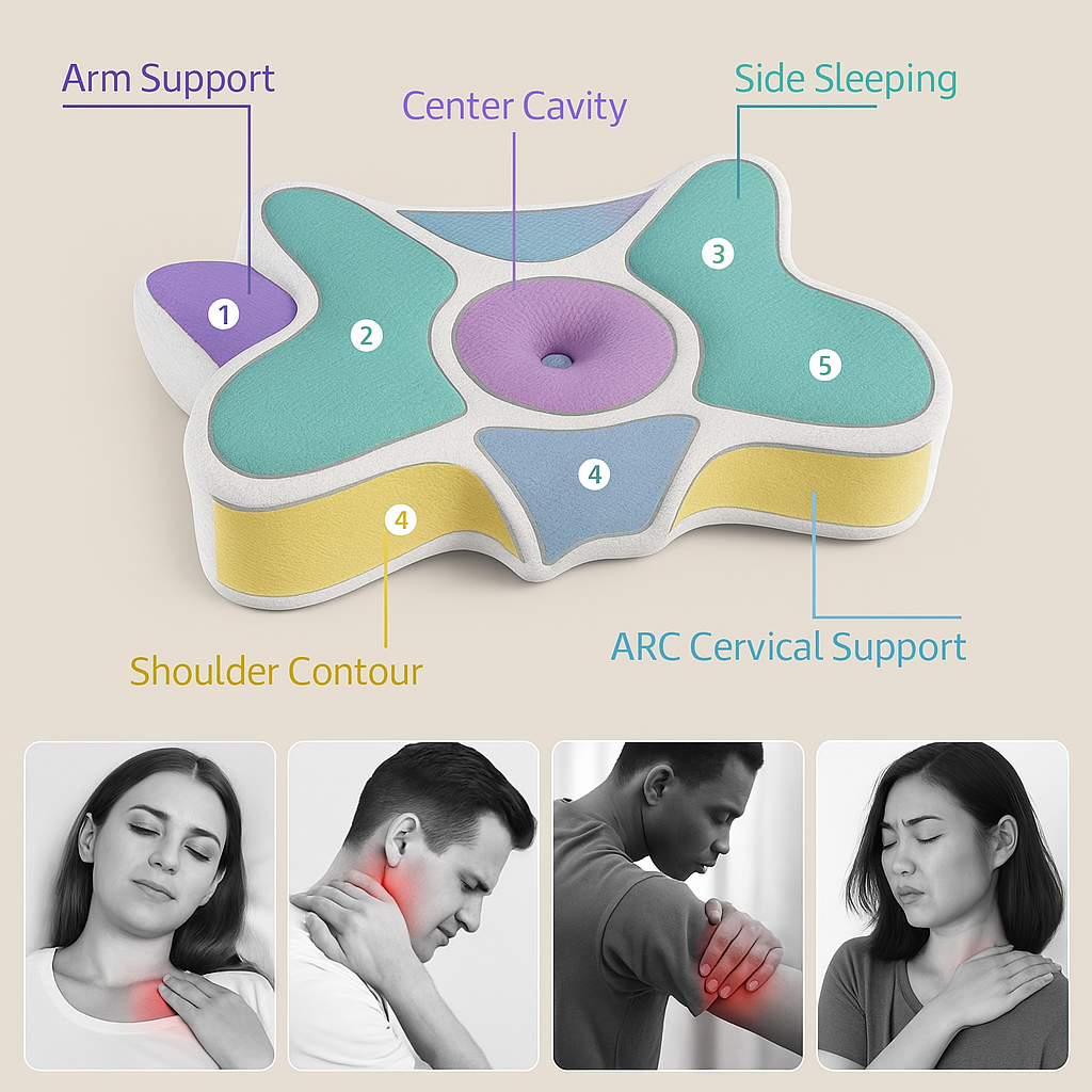 Contoured Sleep Pillow with Memory Foam Support