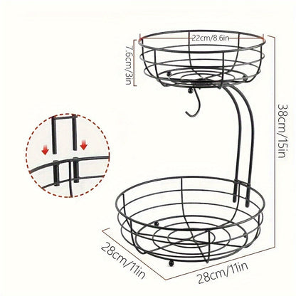 Space Saving 2-Tier Fruit Basket with Storage