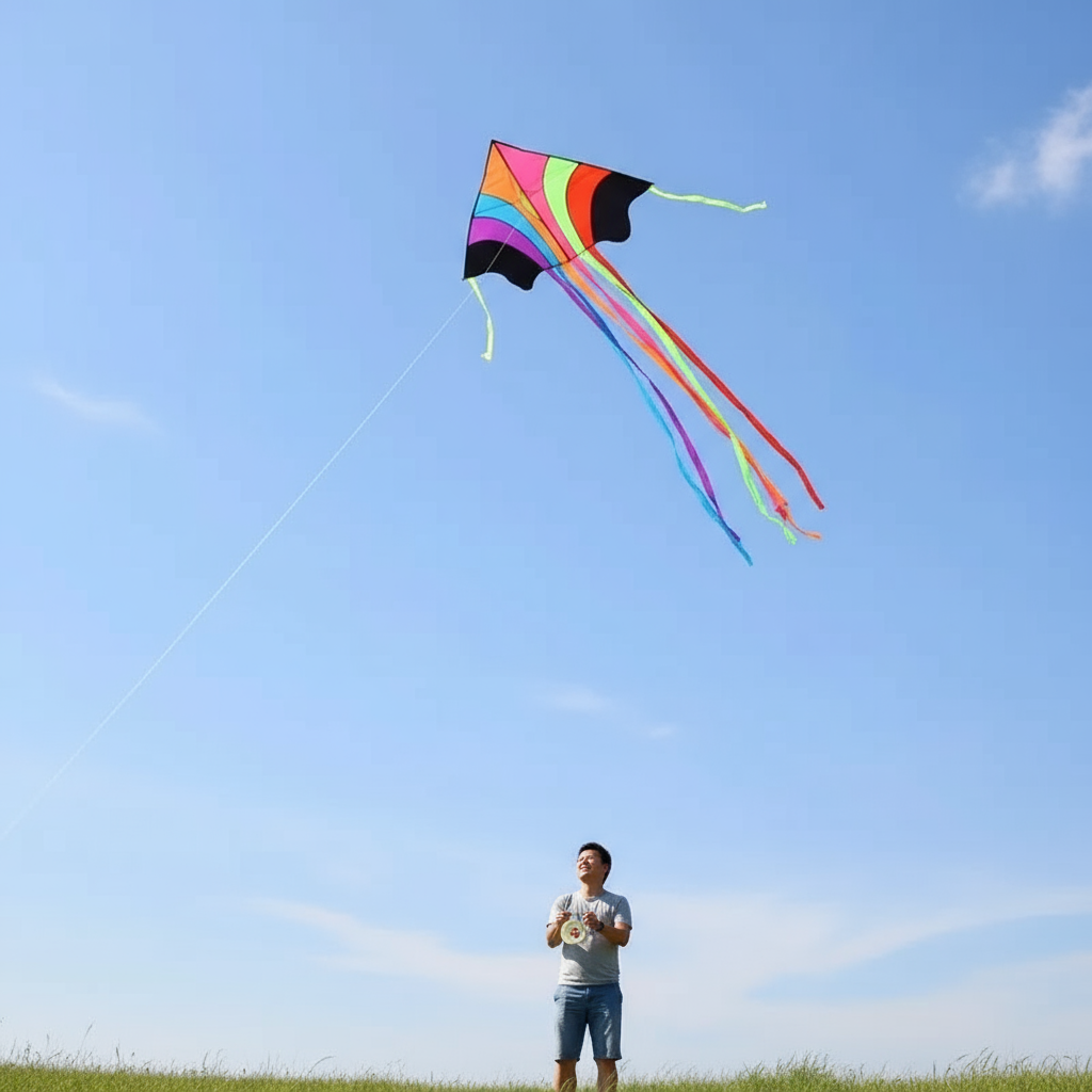 Vibrant Large Flying Rainbow Kite