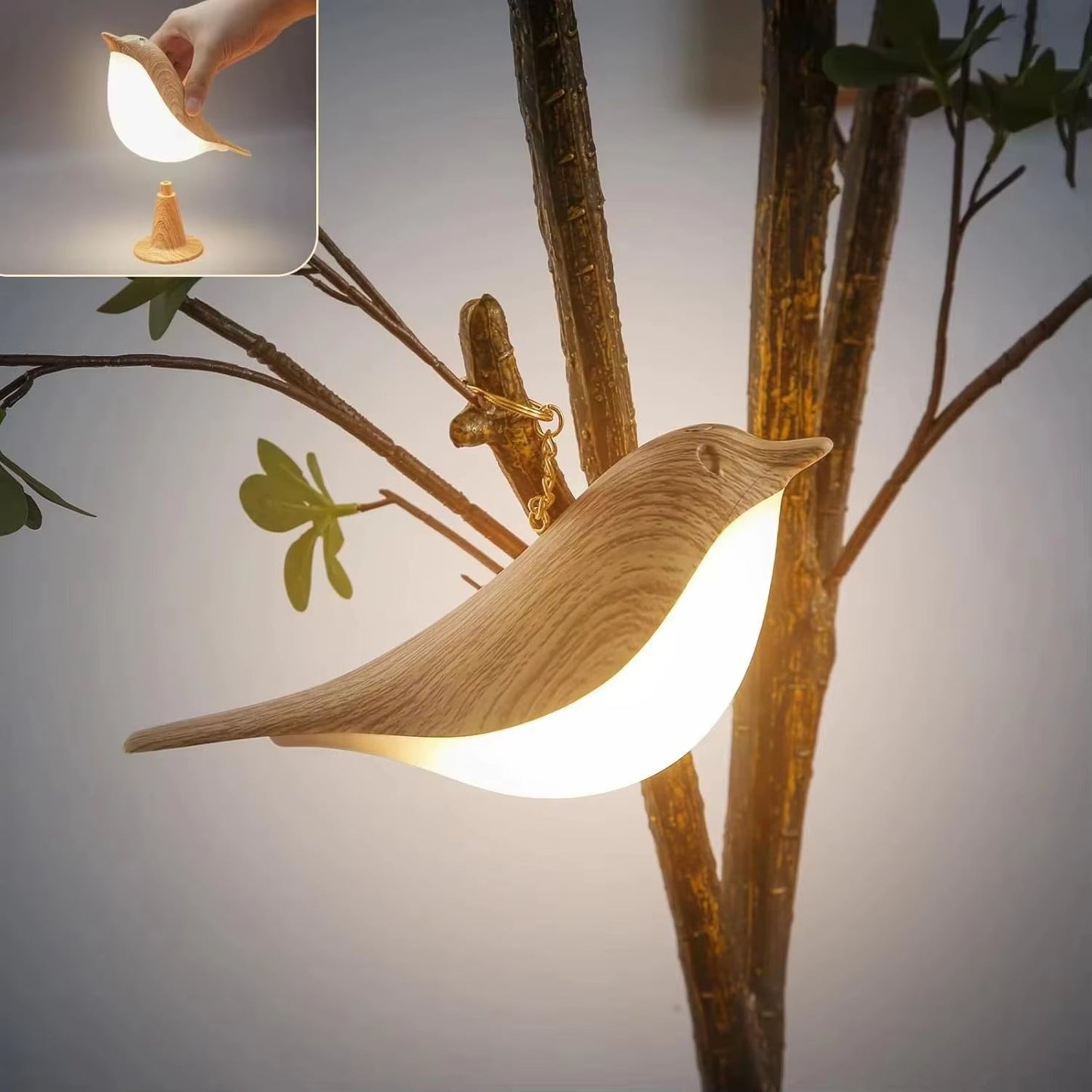 Natural Wood Bird Table Night Light