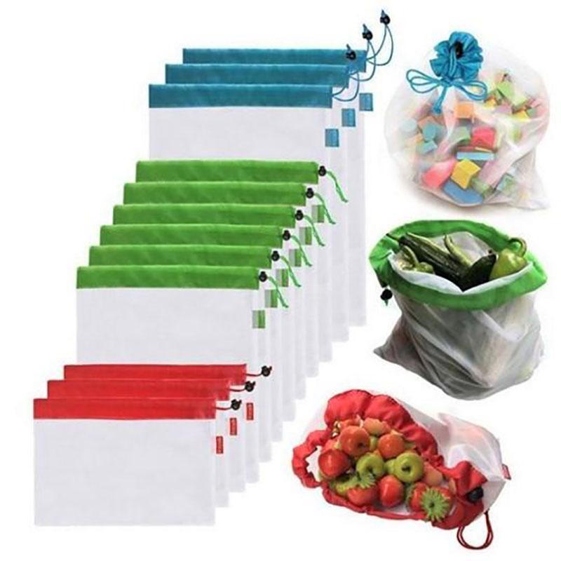 Reusable Mesh Shopping Bags 12 Pack Eco Friendly Grocery Bags - Yeezlab