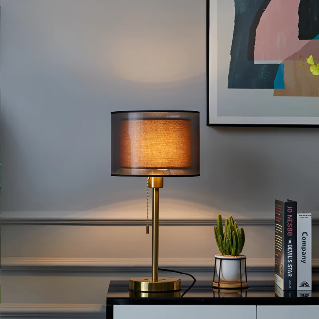 Stylish Table Lamp with Dual Linen Shade