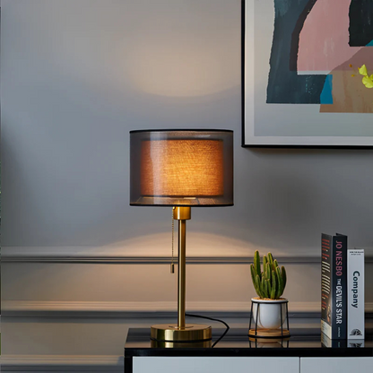 Stylish Table Lamp with Dual Linen Shade