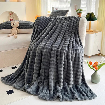 Plush Bubble Soft Fleece Throw Blanket