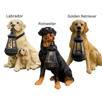 Outdoor Solar Powered Dog Garden Statue