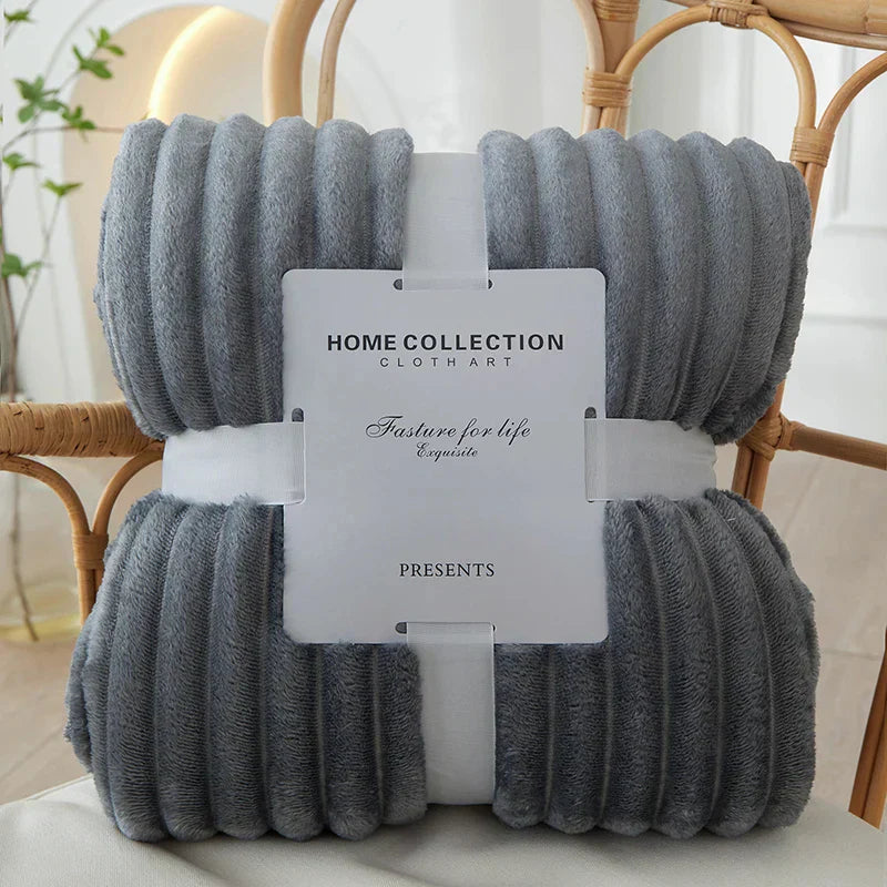 Plush Striped Soft Fleece Throw Blanket