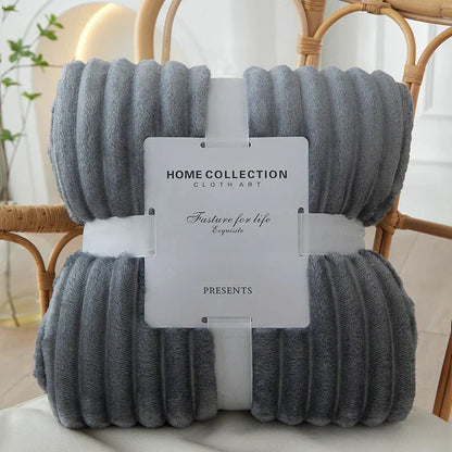 Plush Striped Soft Fleece Throw Blanket