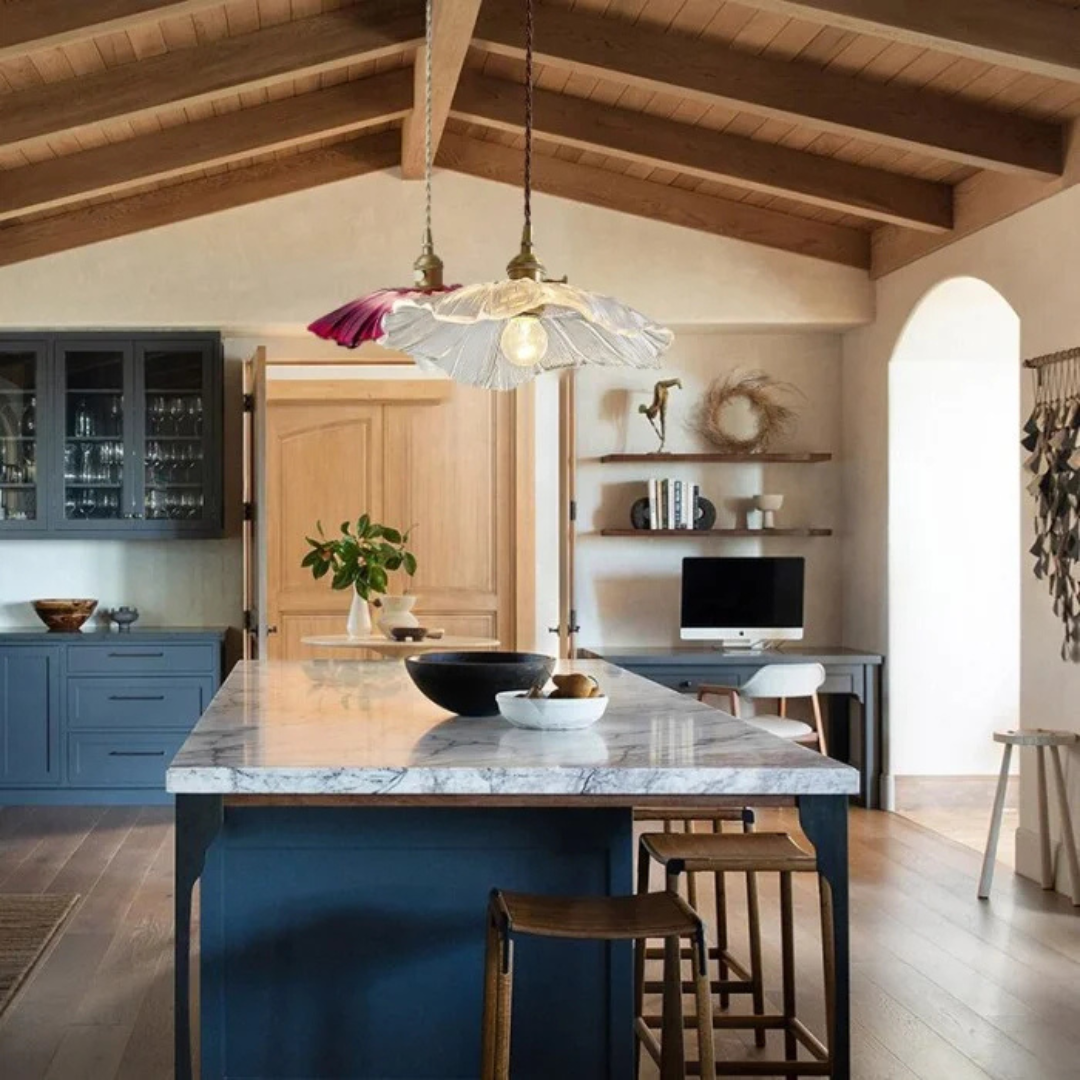 Vintage Floral Glass Hanging Lamp