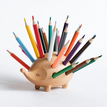 Cute Wooden Hedgehog Desk Pencil Holder - Yeezlab