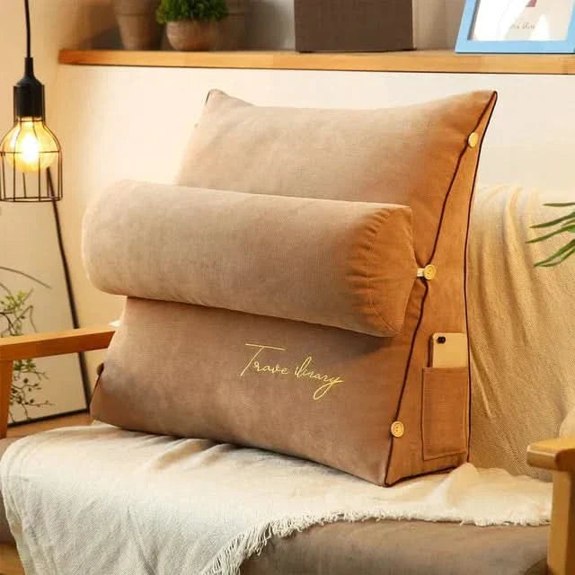 Contoured Back Cushion Pillow with Built-in Neck Support