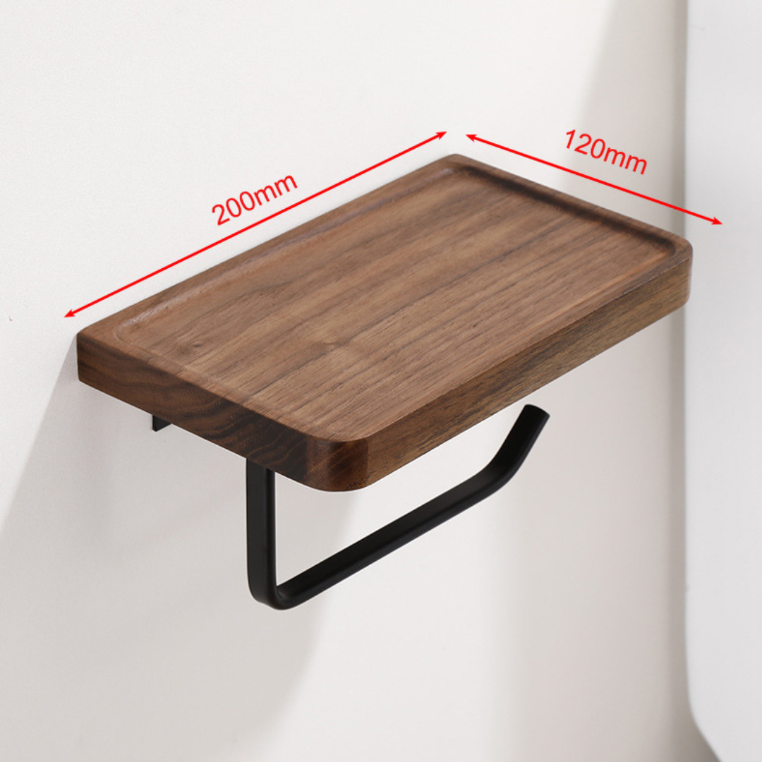 Luxury Wall Mount Toilet Paper Holder in Wood and Metal