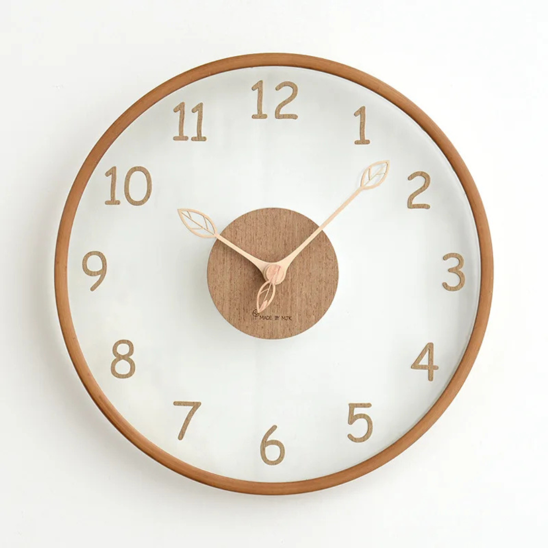 Elegant Glass Face Wooden Wall Clock