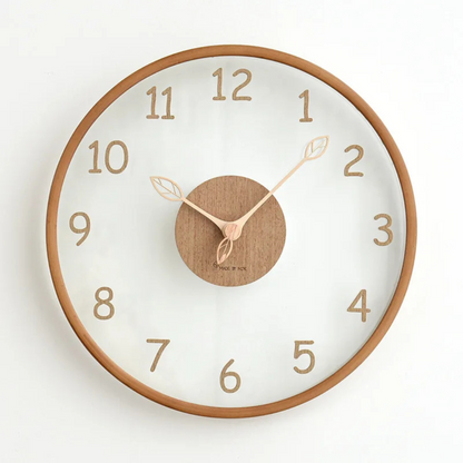 Elegant Glass Face Wooden Wall Clock