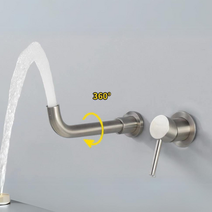 Stylish Wall Mount Basin Faucet with Brushed Nickel Finish