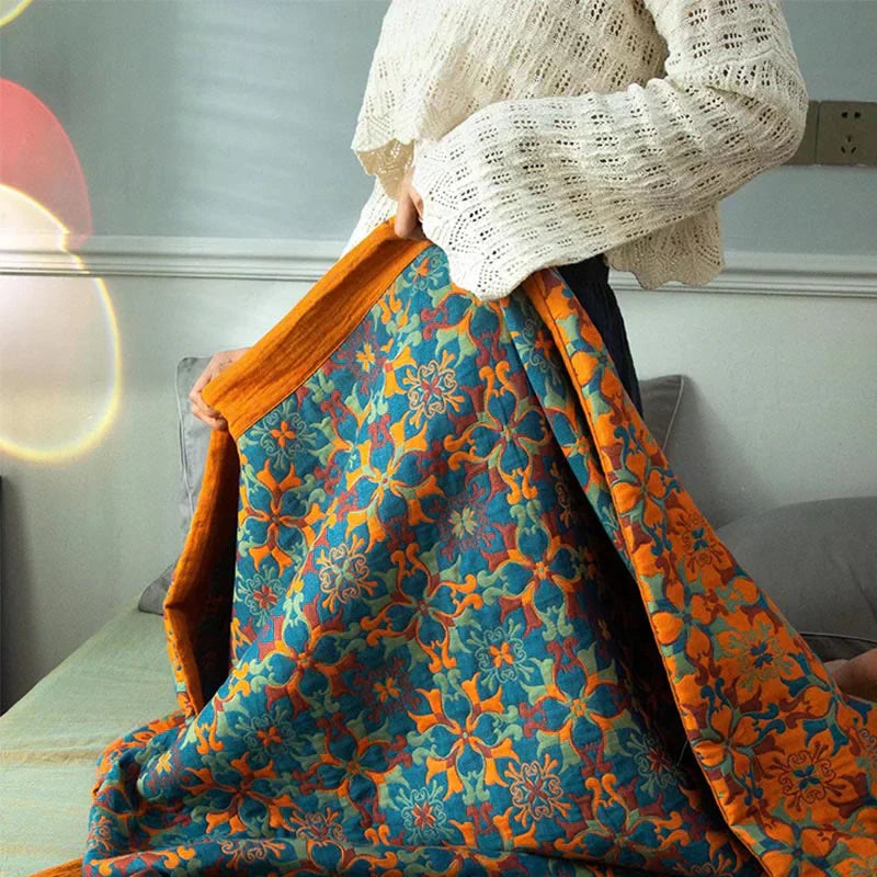 Soft Blue Plaid Six Layer Cotton Quilt - Yeezlab